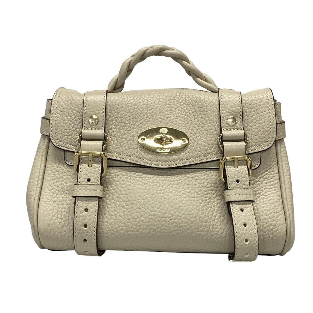 MULBERRY マルベリー ハンドバッグ ミニ アレクサ RL6595 グレーベージュ レザー