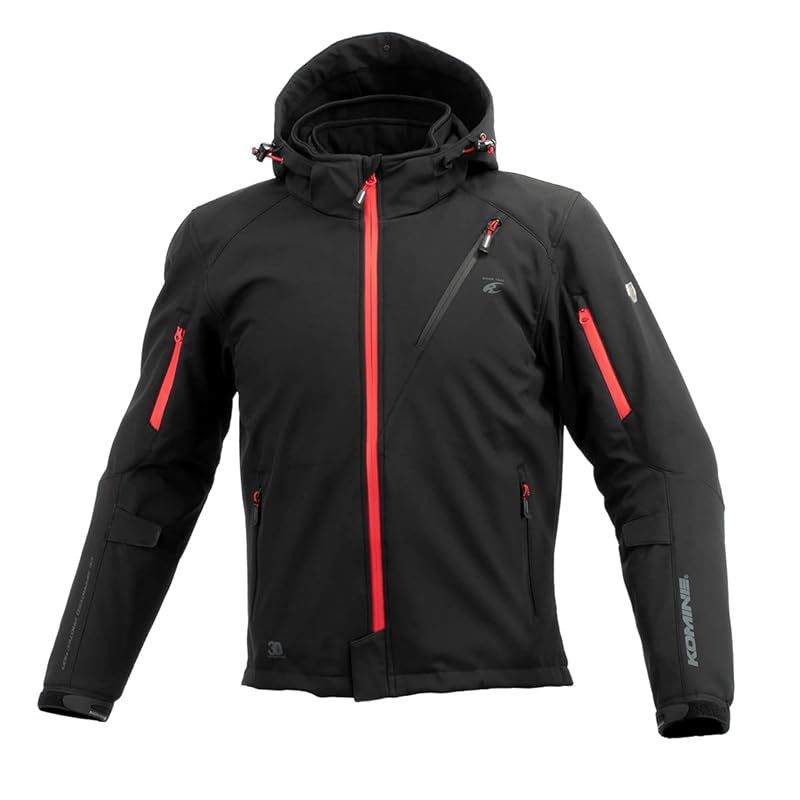 [KOMINE] バイク用 プロテクトソフトシェルウィンターパーカ-IFU JK-5792 07-5792 Neo Black/Red WL 0