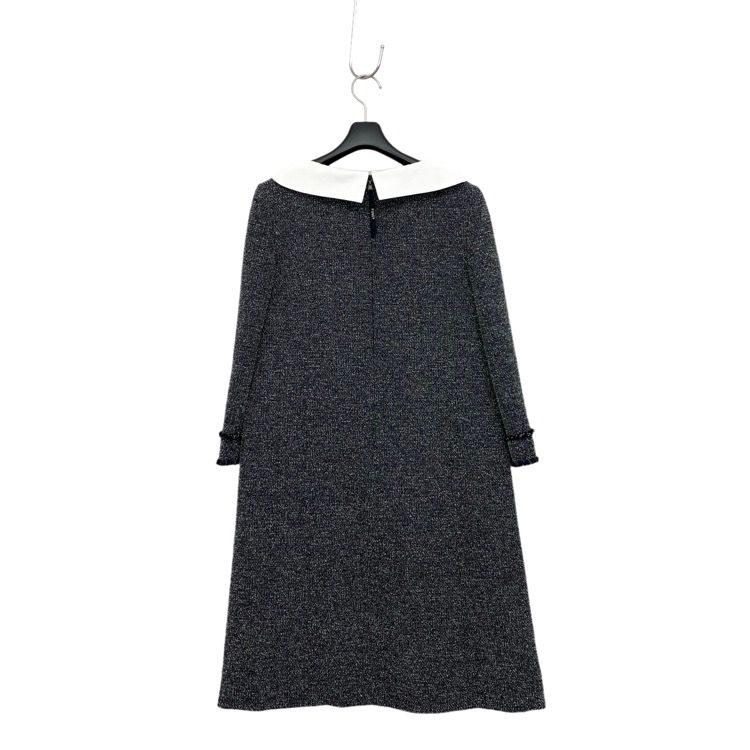 FOXEY NY】白襟ワンピースAラインフォーマル黒38 - ノースリーブ 