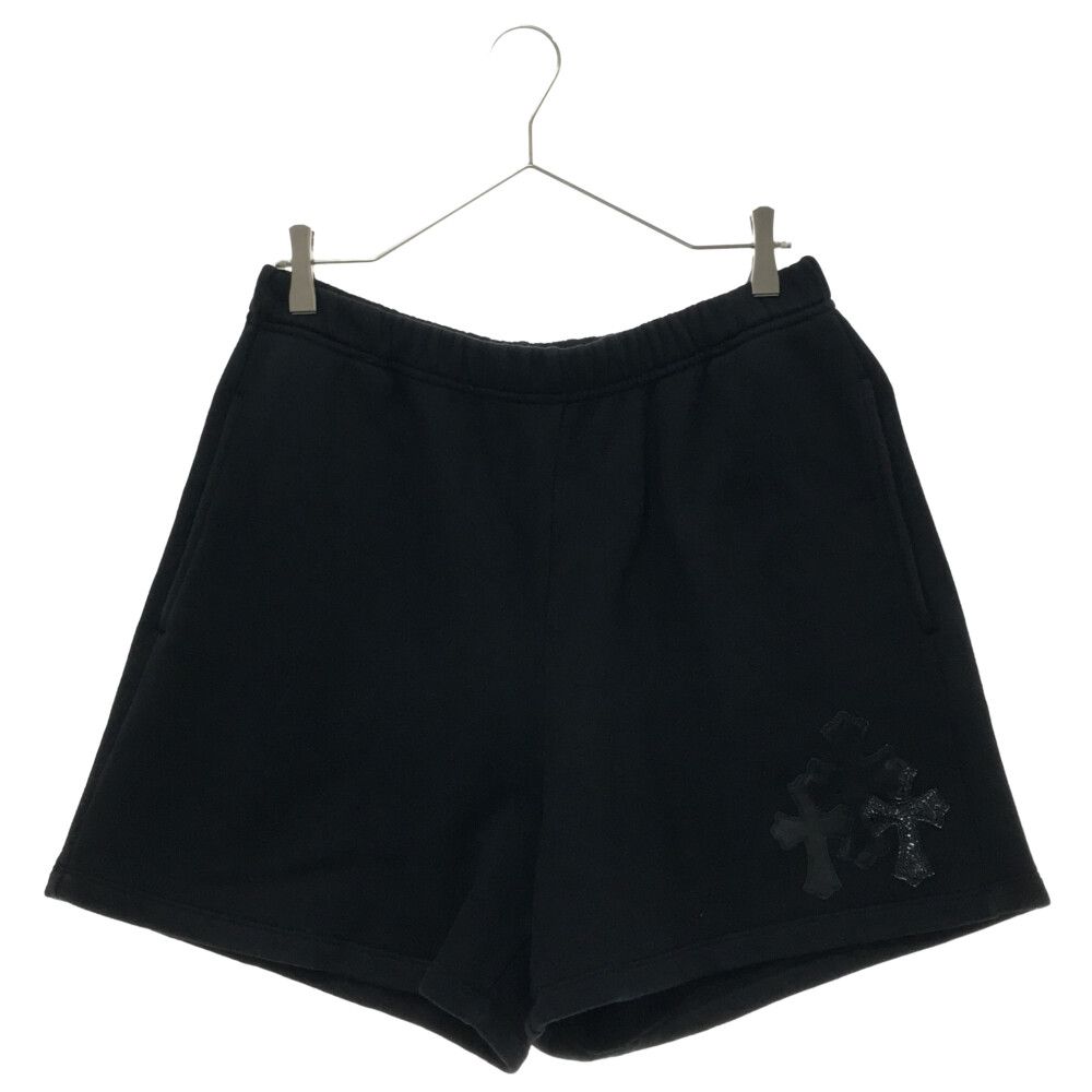 CHROME HEARTS (クロムハーツ) 22SS GRP Y NOT Sweat Shorts ワイノット スウェットショーツ ショートパンツ  ハーフパンツ クロスパッチ パテント ハラコ ラムレザー ブラック - メルカリ