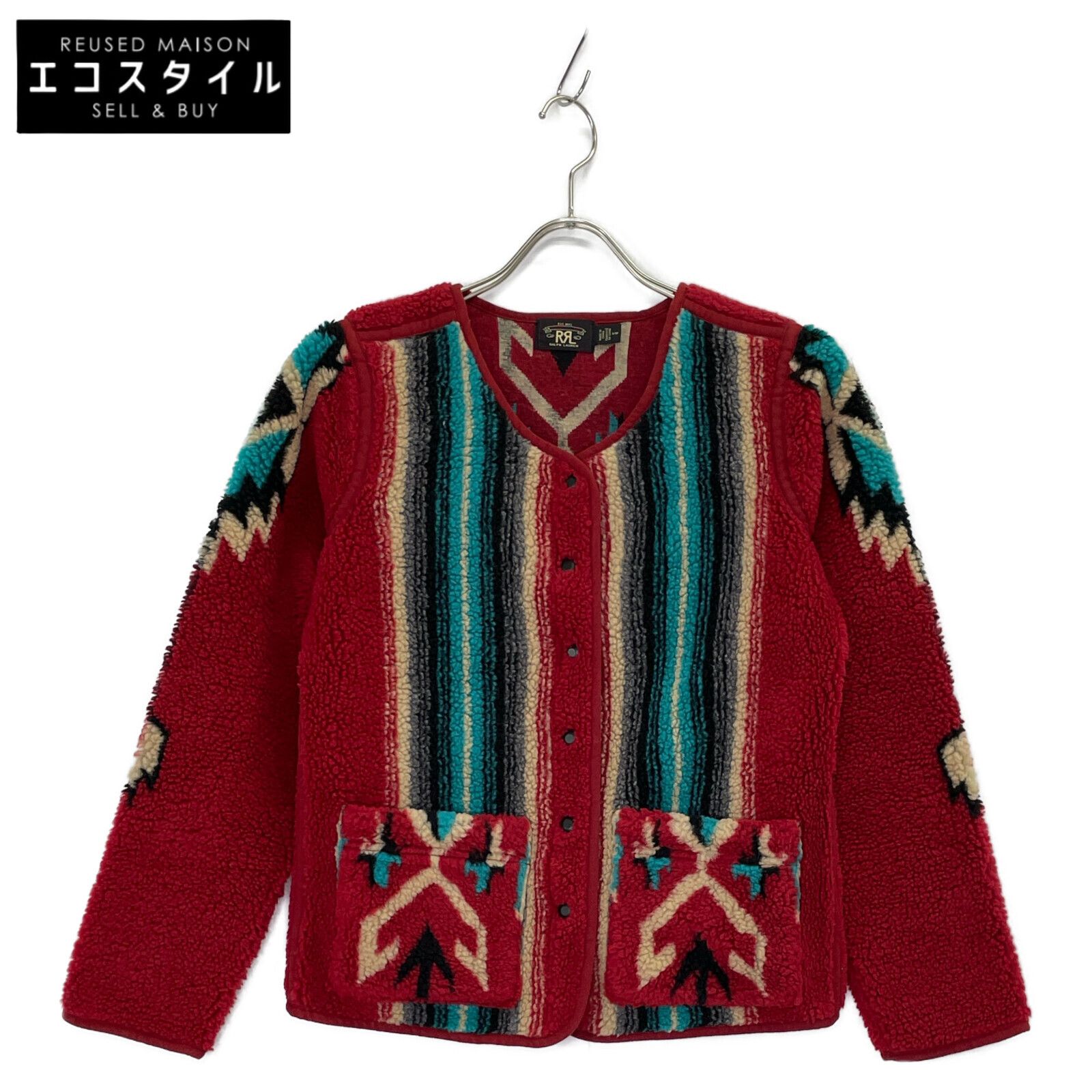 RRL ダブルアールエル フリースジャケットネイティブ柄 ボア RRL ダブルアールエル ネイティブ柄 裏ボア フリース ジャケットXS