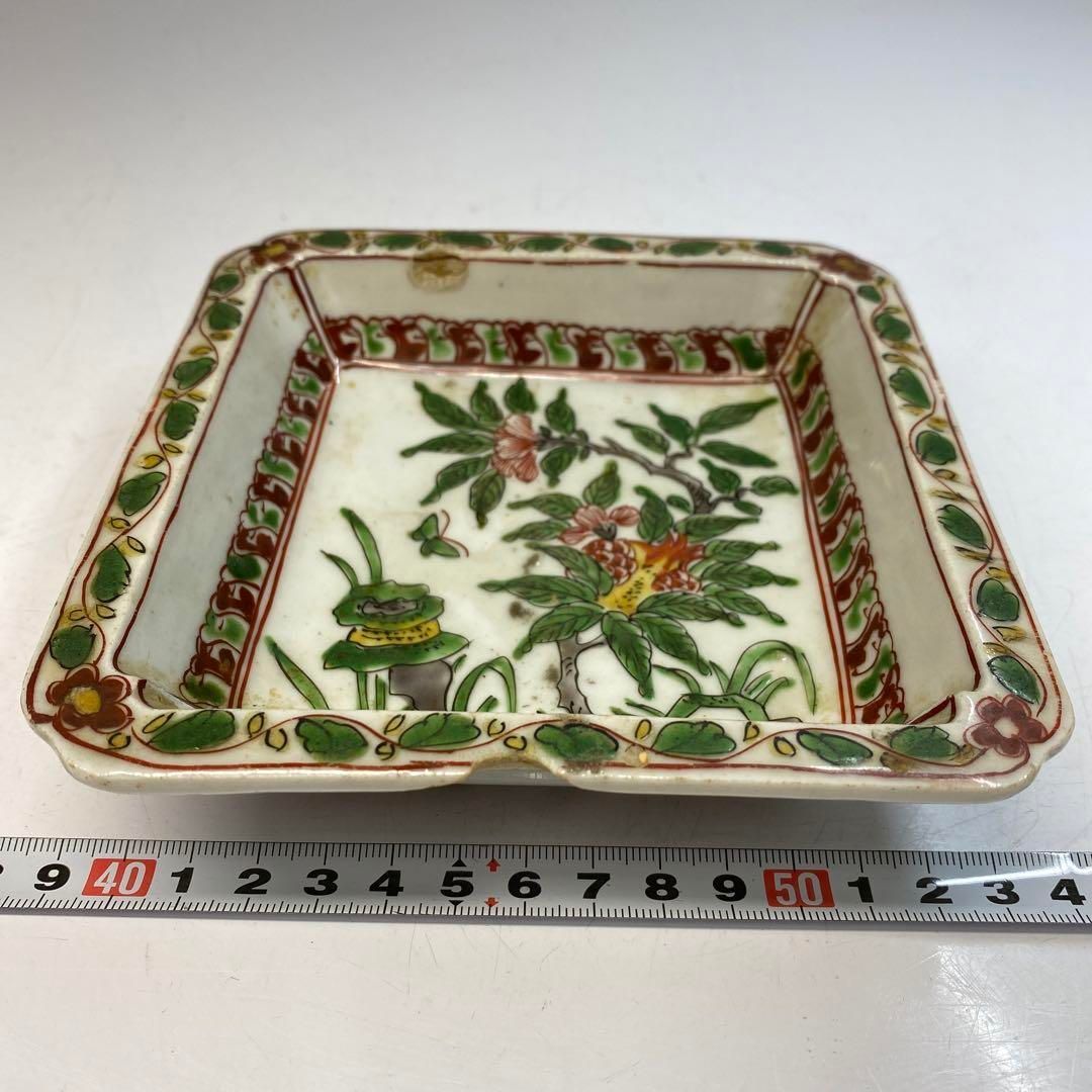 中国明時代 呉州赤絵角鉢 幅13.8㎝ 東Y6-0419