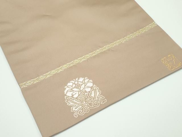 平和屋着物□極上 龍村晋謹製 六通柄袋帯 瓦灯富貴錦 瓦燈印金錦 牡丹