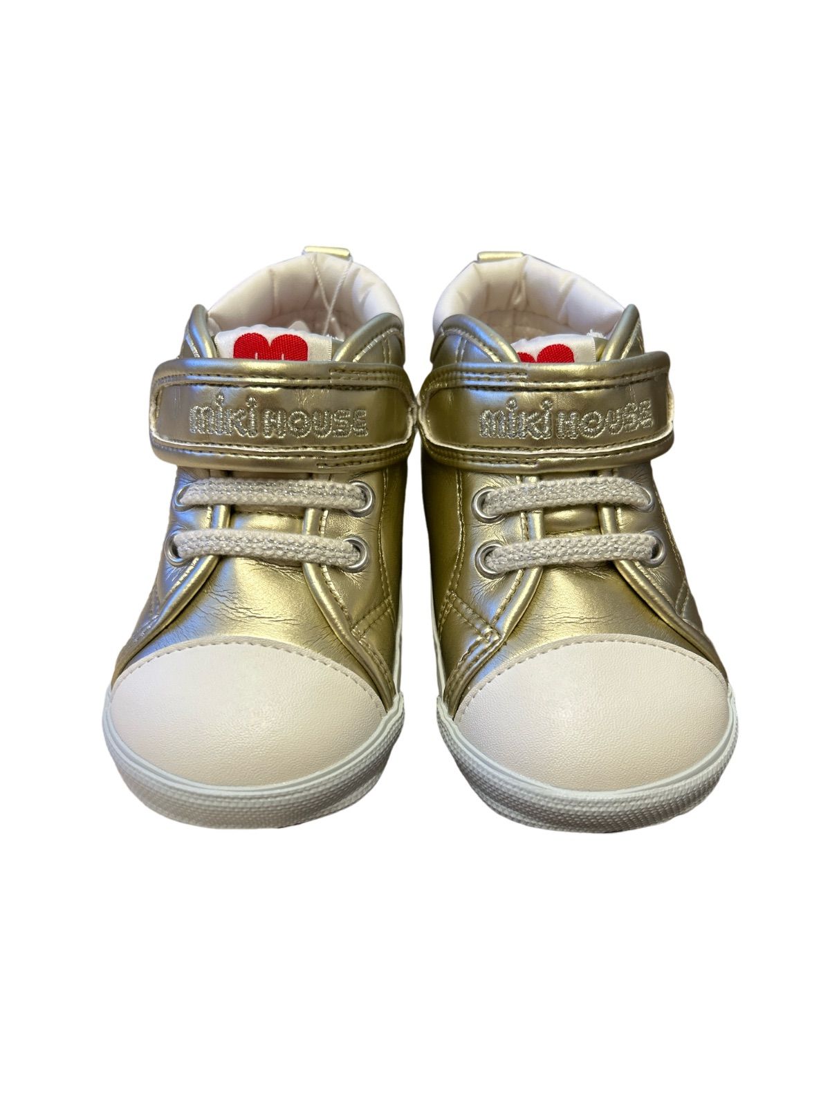 B029 【美品】miki HOUSE ミキハウス　スニーカー　ベビー　ゴールド　箱タグ付き　15cm