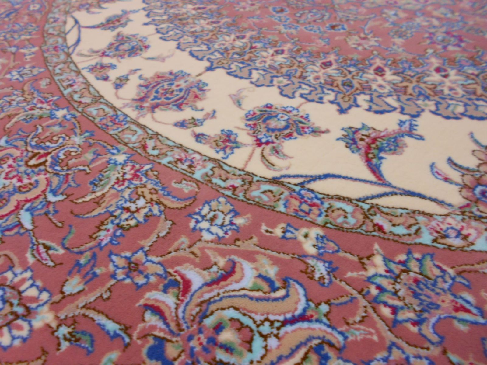 専用！超高密度織 イラン産 絨毯！円形150cm‐200111 多色織、高密度！輝く 本場イラン産 絨毯！円形150cm‐200751