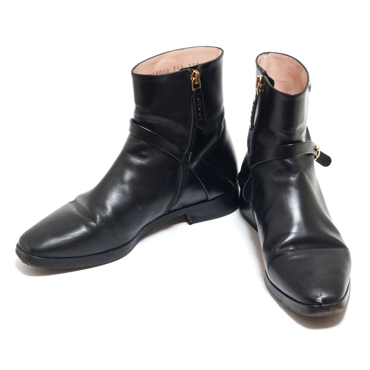 ★GUCCI★美品 グッチ ショートブーツ ブラック 本革 美脚 35.5 GUCCI(グッチ) ショートブーツ 34 1/2 レディース - 599019 黒