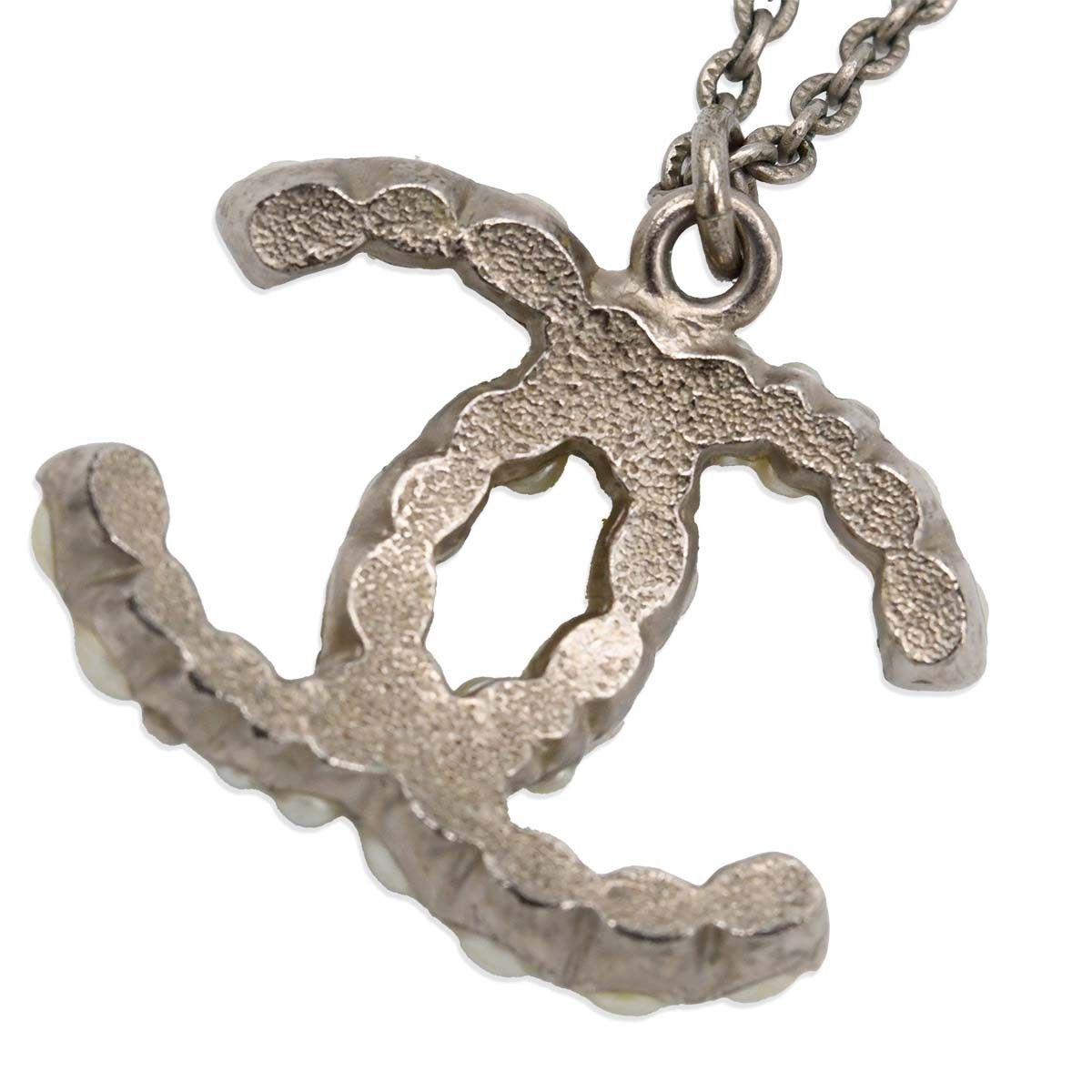 CHANEL シャネル パール ネックレス ココマーク A14 シルバーカラー 総