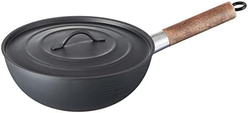 スケーター(Skater) アウトドア用 取っ手の取れる 中華鍋 23cm フタ 収納袋付 シーズニング不要 空焚き不要 キャンプ用フライパン かの地から アウトドア用中華鍋 IRCN1-A