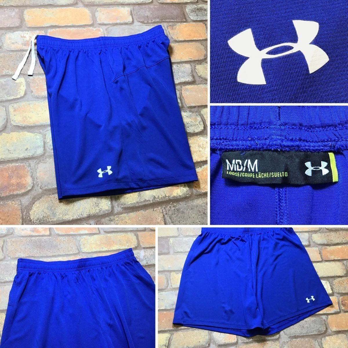 SP1-087★アメリカ買付品★状態良好★ブルーカラー【UNDER ARMOUR アンダーアーマー】ストレッチ ショートパンツ【メンズ M~L】ショーツ ランニング ジム US古着