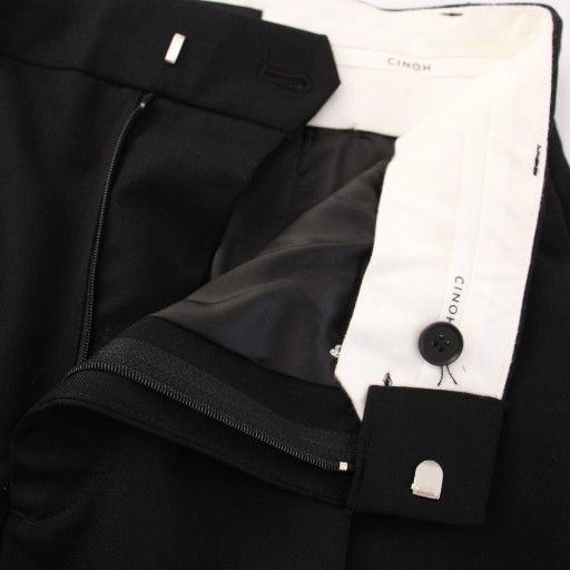 チノ CINOH TUCK WIDE PANTS タックワイドパンツ スラックス ジップフライ ウール ワン 無地 36 黒 ブラック BF-PT-006 BB WWW_NOITHATQUANGTHANH_NET