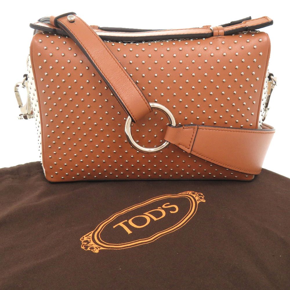 トッズ TOD’S ハンドバッグ レザー ブラウン トッズ TOD\u0027S Tタイムレス 2WAYバッグ ハンドバッグ ショルダーバッグ