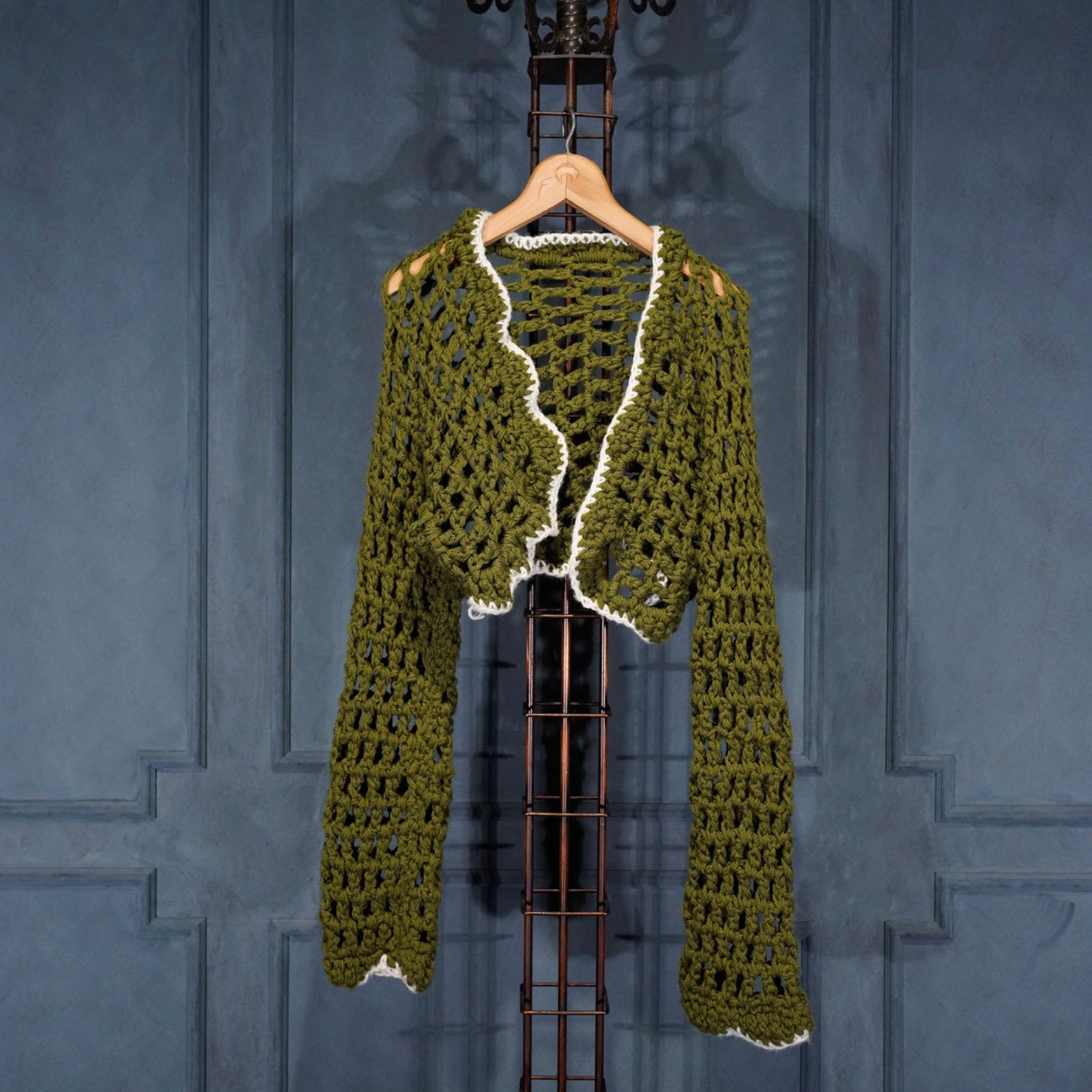 USA VINTAGE CROCHET DESIGN SUMMER KNIT CARDIGAN/アメリカ古着