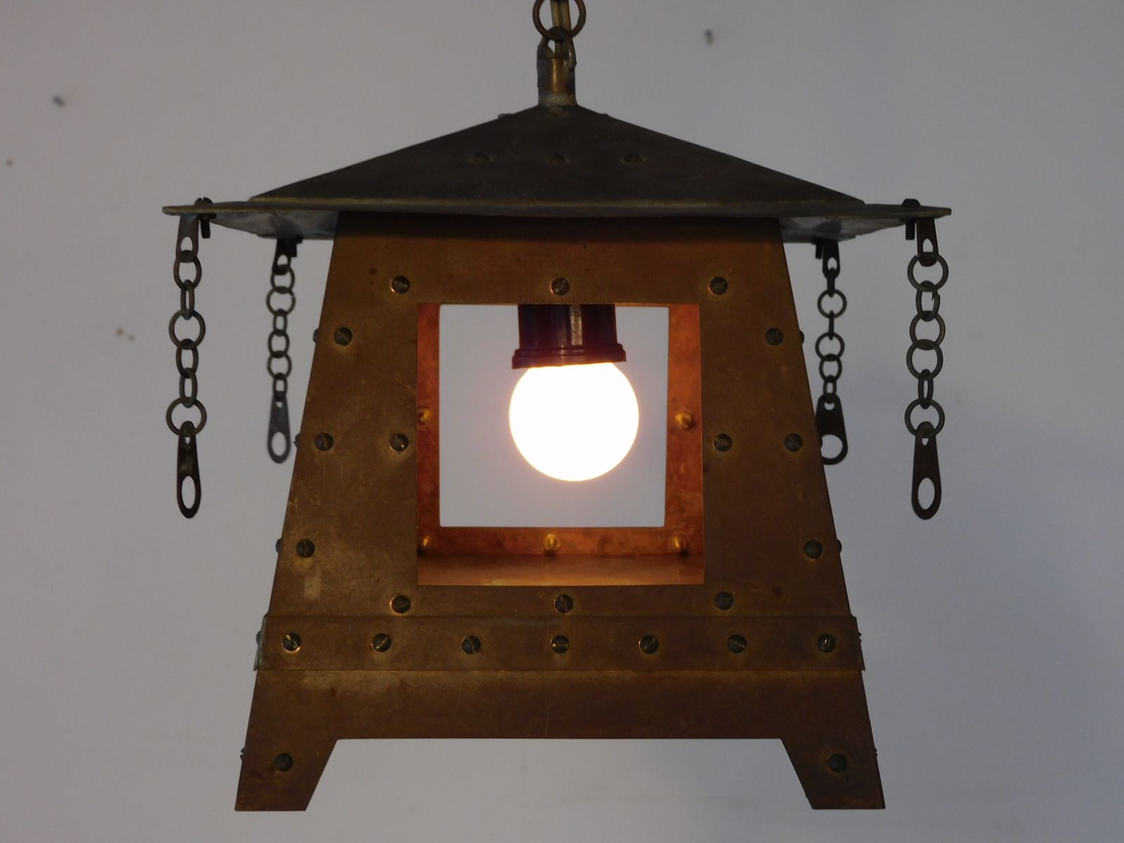 銅製 灯篭型ペンダントライト HK-a-05554 | 吊り灯籠 門灯 電笠 電傘 吊り灯籠 オブジェ インテリア 燭台 提燈