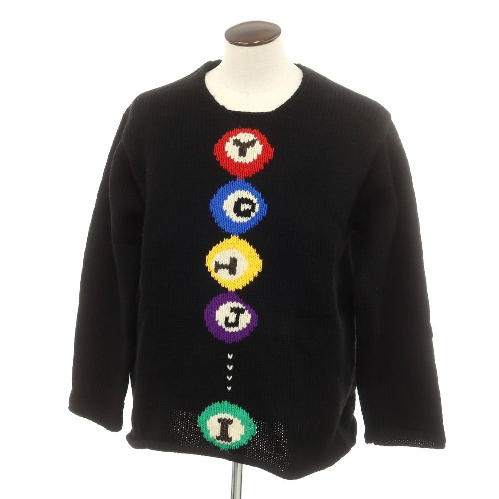 ヨウジヤマモトプールオム Yohji Yamamoto POUR HOMME ローゲージ ウール クルーネック プルオーバーニット ブラック サイズ3 メンズ