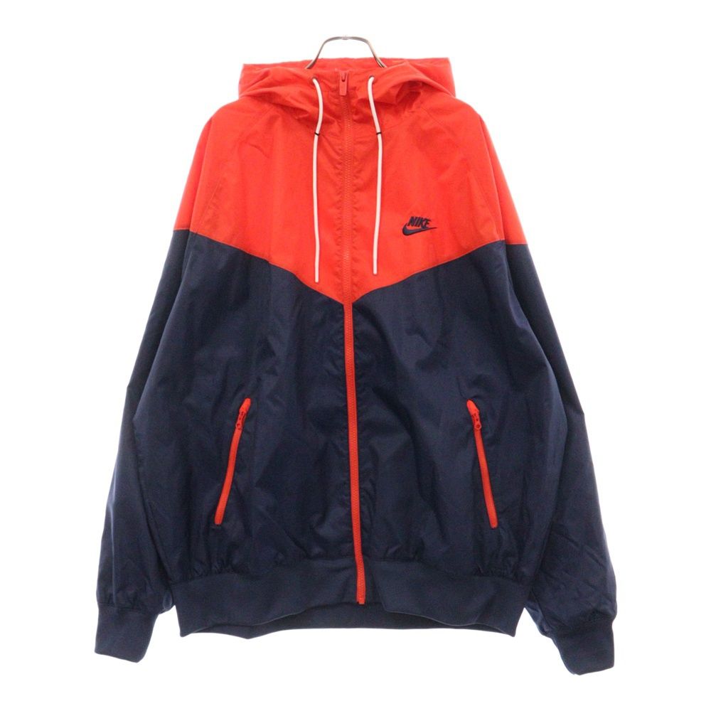 NIKE (ナイキ) NSW HE WR バイカラー ウーブン フーディ ポリエステルジャケット レッド/ネイビー DA0002-410