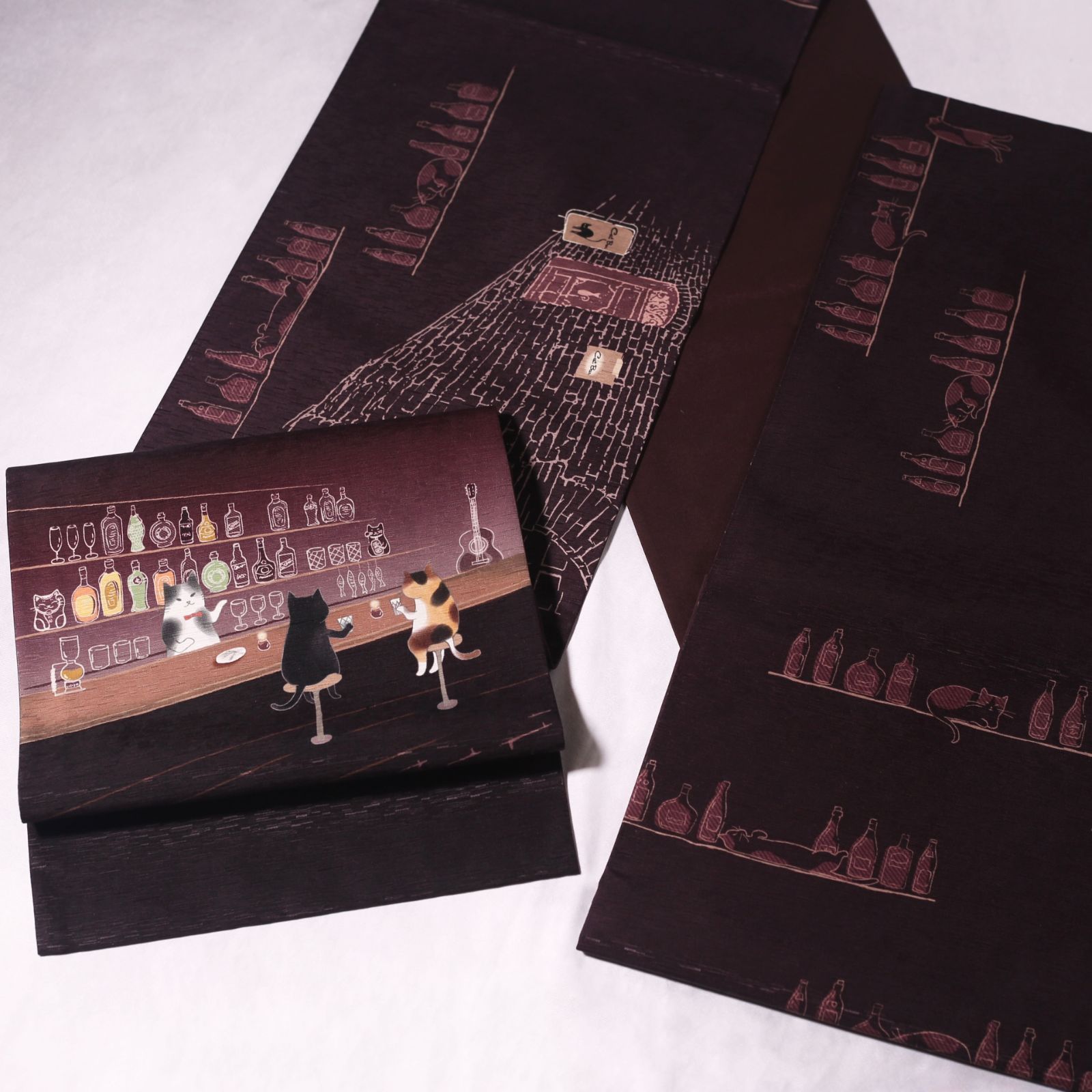 再入荷 .* 新品・未使用 WAKKA 正絹 京袋帯【ねこ酒Bar／ワイン】お