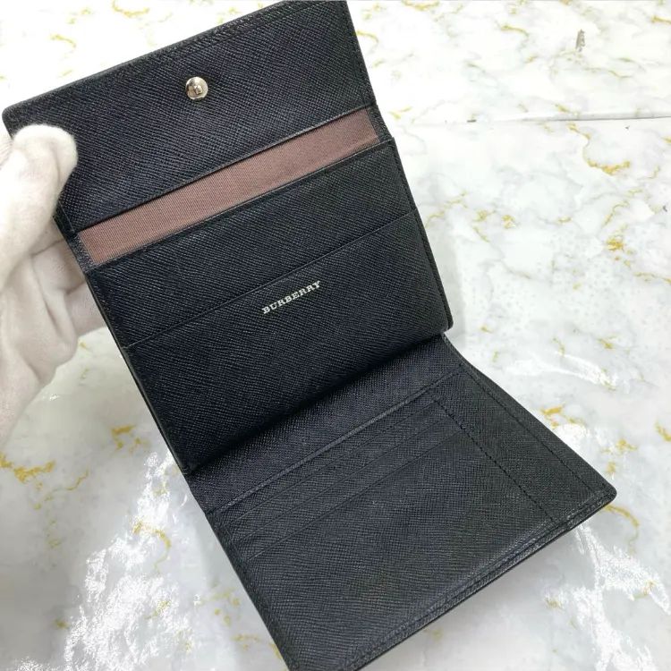 美品❣️BURBERRY バーバリー レザー がま口 三つ折り 財布