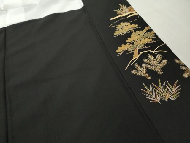 平和屋着物□豪華黒留袖 渡橋風景松竹梅文 金彩 正絹 逸品 AABB8558cs