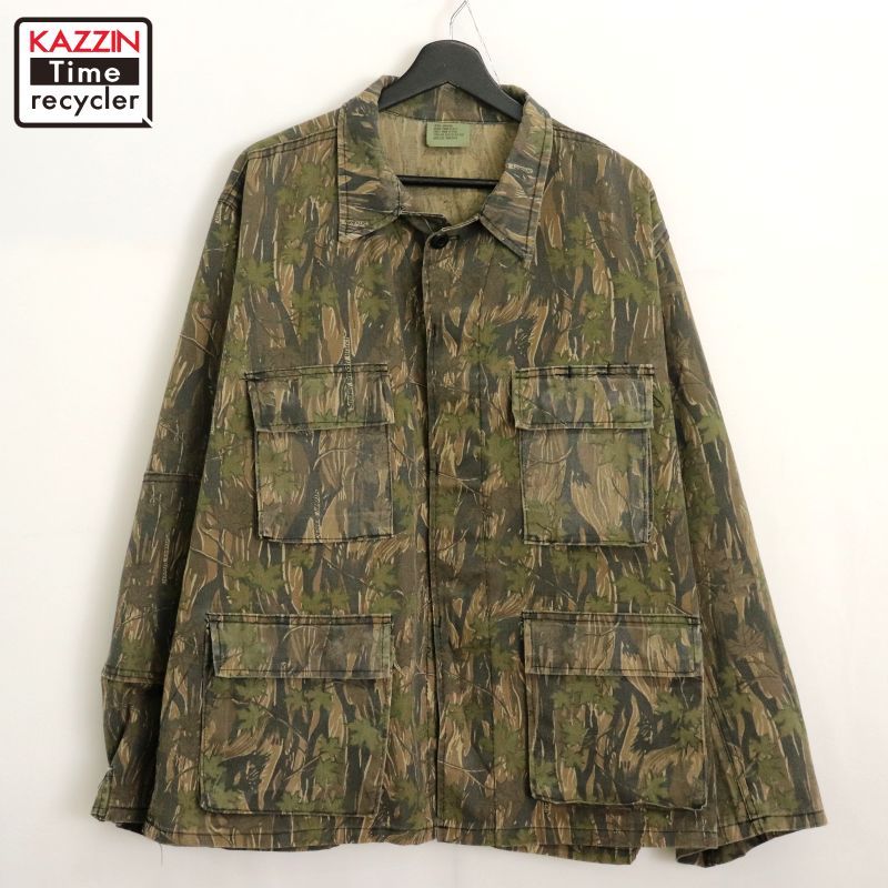 90's リアルツリーカモ BDUジャケット 総柄 アウトドア ミリタリー XL 90s USA製 vintage U.S.ARMY リアルツリーカモ BDU ミリタリー
