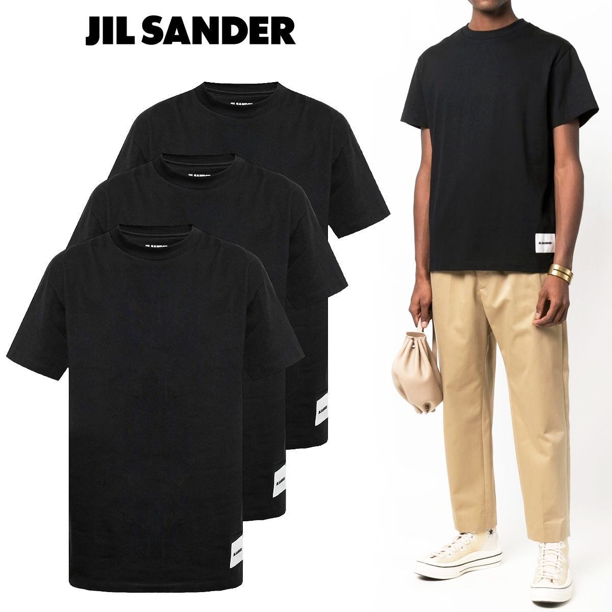 2 JIL SANDER ブラック クルーネック Tシャツ 3枚セット - セレクト