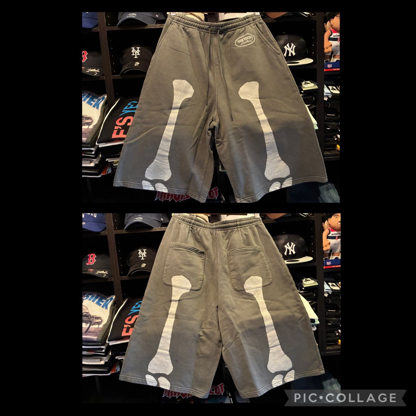 VANSON バンソン スウェットショーツ ショートパンツ BONE SWEAT SHORT PANTS ピグメント加工 ブラック 黒 BLACK RZV-2504 BLK|WHITE Lサイズ