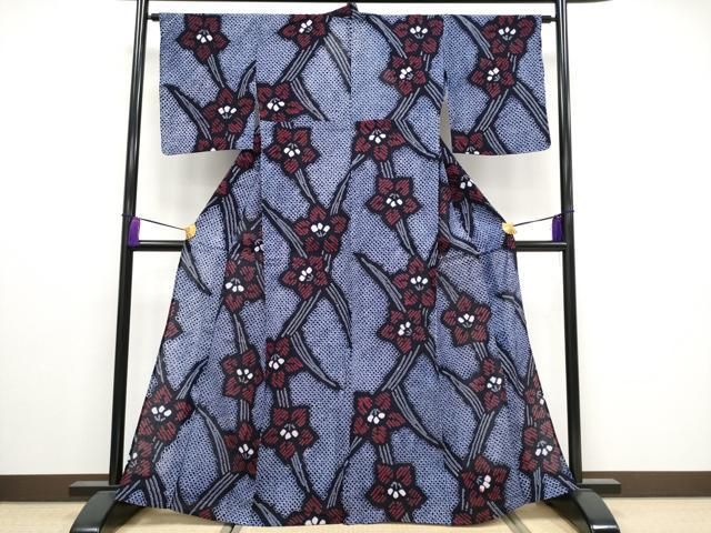 平和屋着物 上 夏物 浴衣 有松鳴海絞り 草花文 半色地 綿 CYAA3252s5