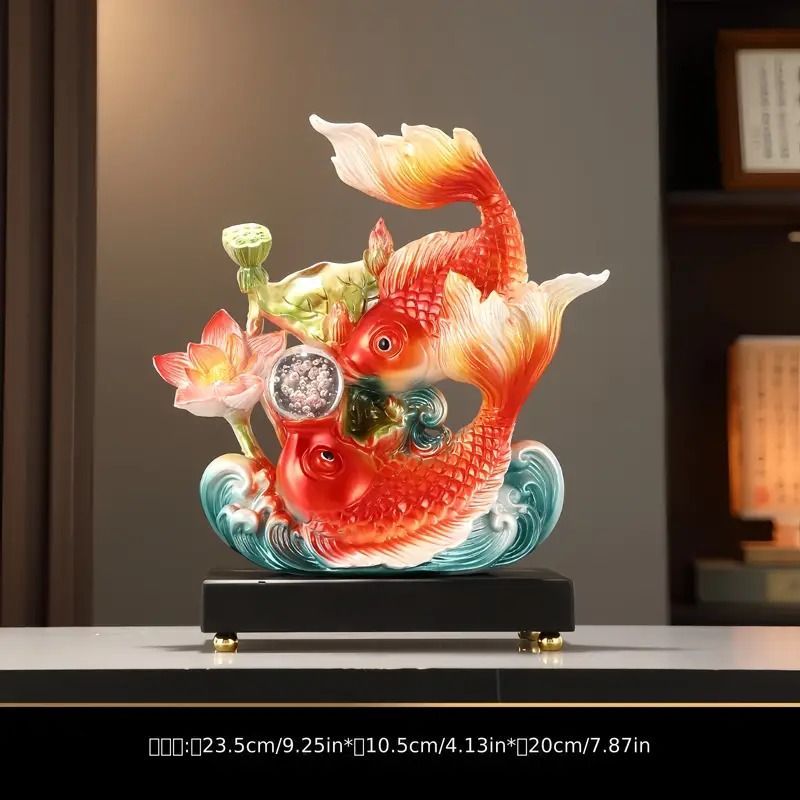 鯉 置物 蓮華 樹脂製 金運アップ 開運 商売繁盛 玄関 インテリア