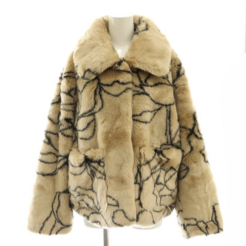 ジャッキー JAKKE TRACI FAUX FLOWER LINES COAT コート フェイクファーブルゾン 8 ベージュ |SS OS SH