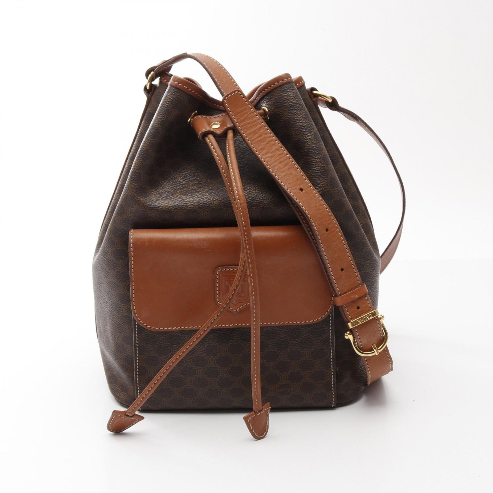 セリーヌ CELINE ショルダーバッグ マカダム ブラウン PVCコーティング 