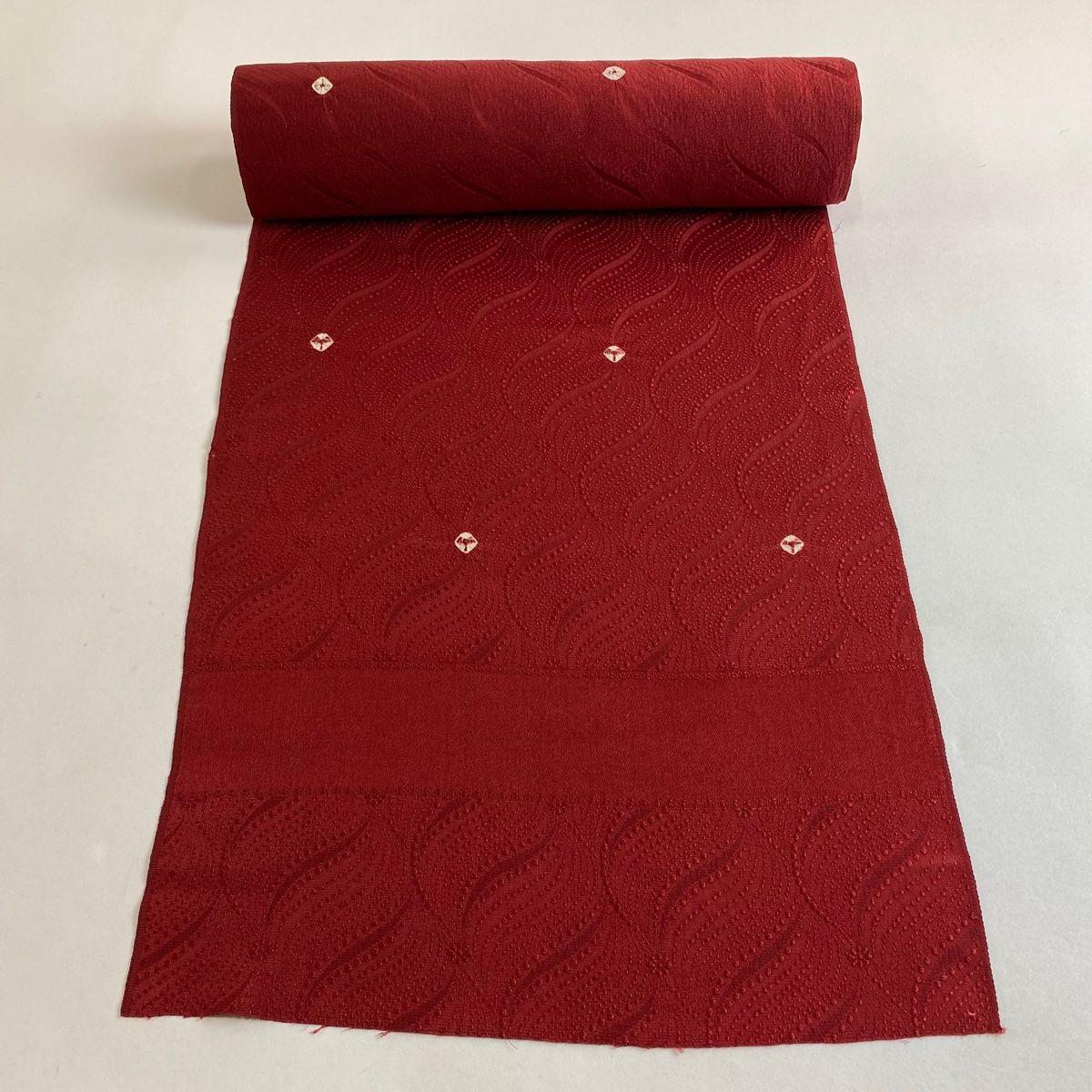 反物 羽尺 正絹 エンジ色