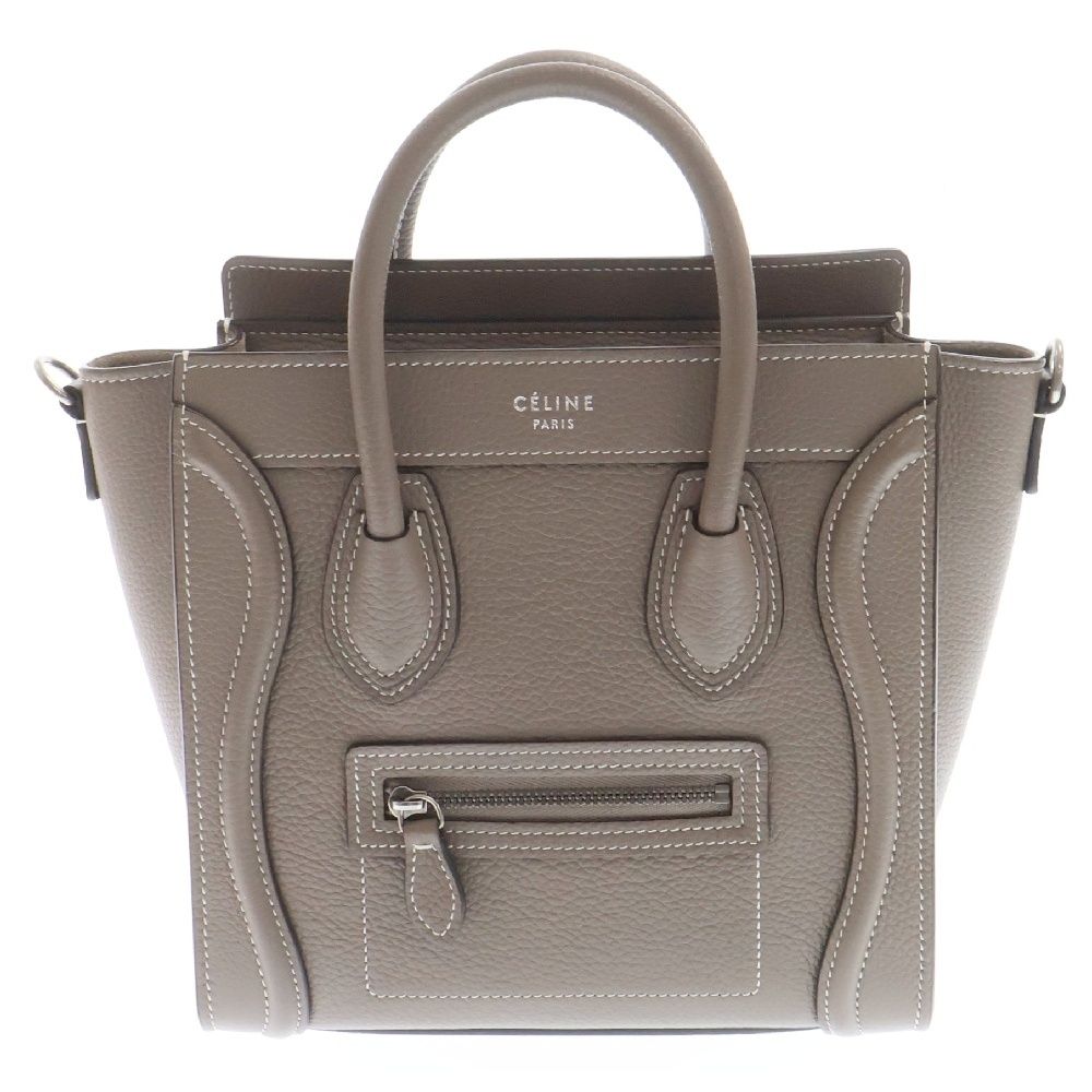CELINE セリーヌ ラゲージ ナノショッパー ハンドバッグ ミニトートバッグ ショルダーバッグ ブラウン レザー