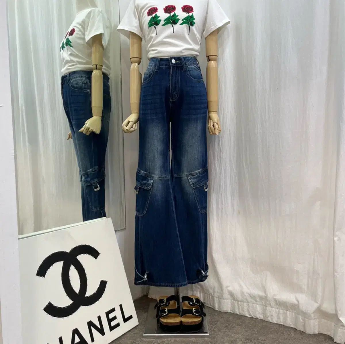 ベルト付きパンツ デニムパンツ