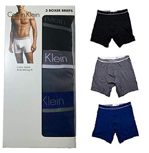カルバンクライン 3 BOXER BRIEFS ﾎﾞｸｻｰﾌﾞﾘｰﾌ ﾊﾟﾝﾂ ｾｯﾄ L ブラック グレー ブルー ウエスト91-97 cm