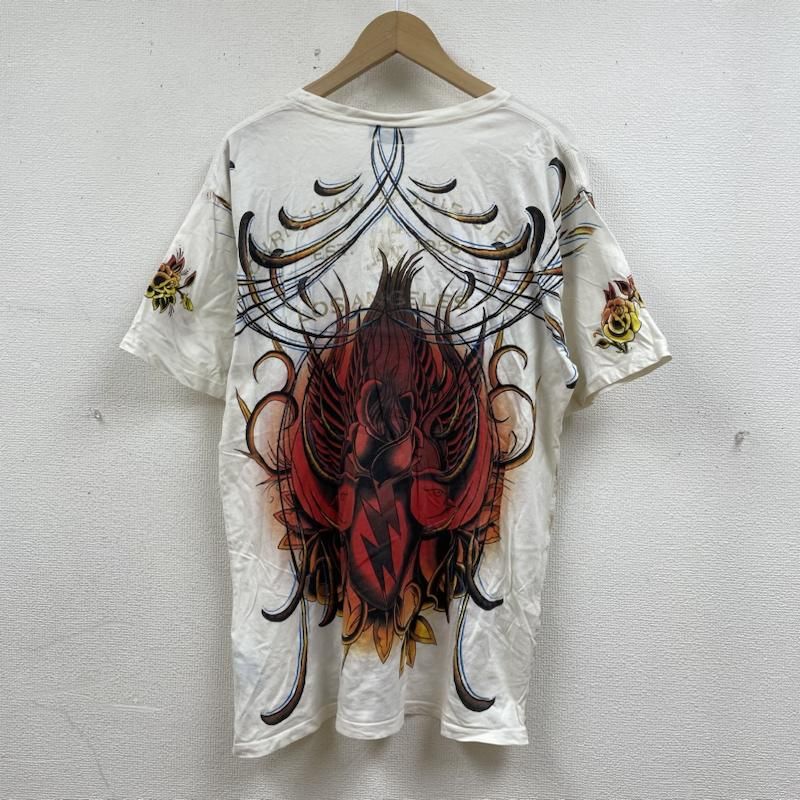 Christian Audigier スカル　骸骨　半袖　ロング　Tシャツ Christian Audigier スカル 骸骨 半袖 ロング Tシャツ - メルカリ