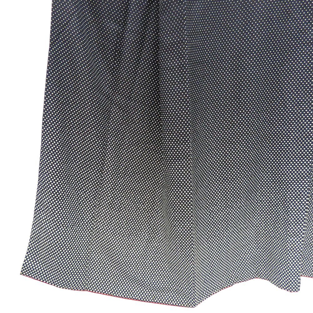 中古】 小紋 紀裳苑 正絹 ブラック ホワイト ドット柄 水玉 落款あり