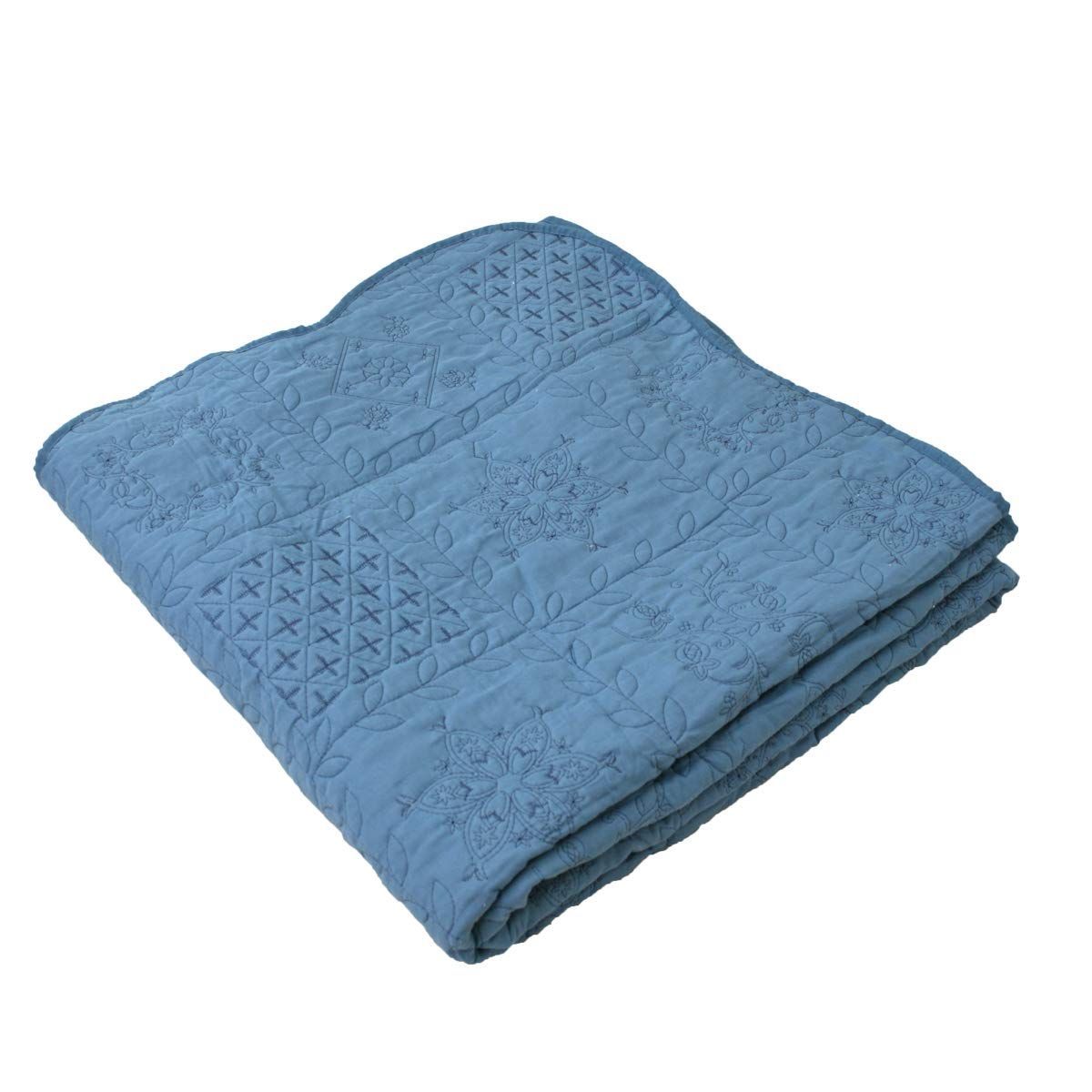 Color ブルー_Size 長方形 200x250cm リヴェール マルチカバー 長方形 200x250cm 表生地綿100％ キルティング ウォッシュキルト 910-2025 ブルー