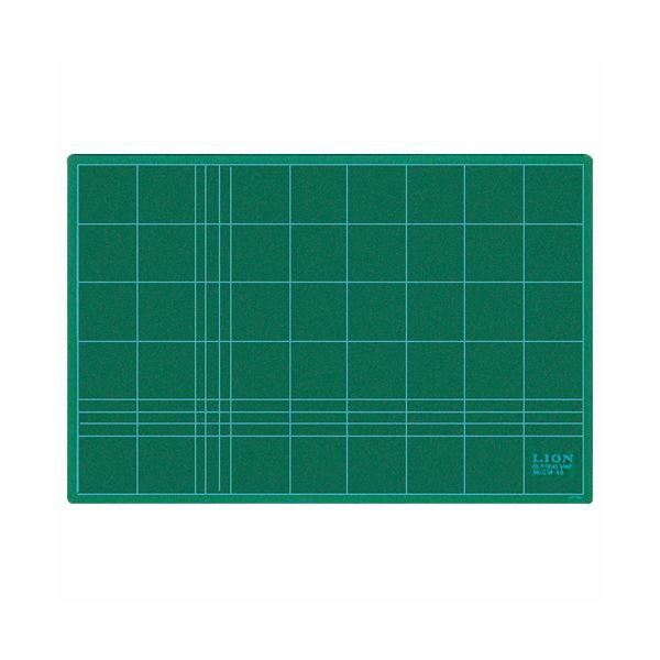 （まとめ） ライオン事務器 カッティングマット再生PVC製 両面使用 450×300×3mm グリーン CM-45 1枚 