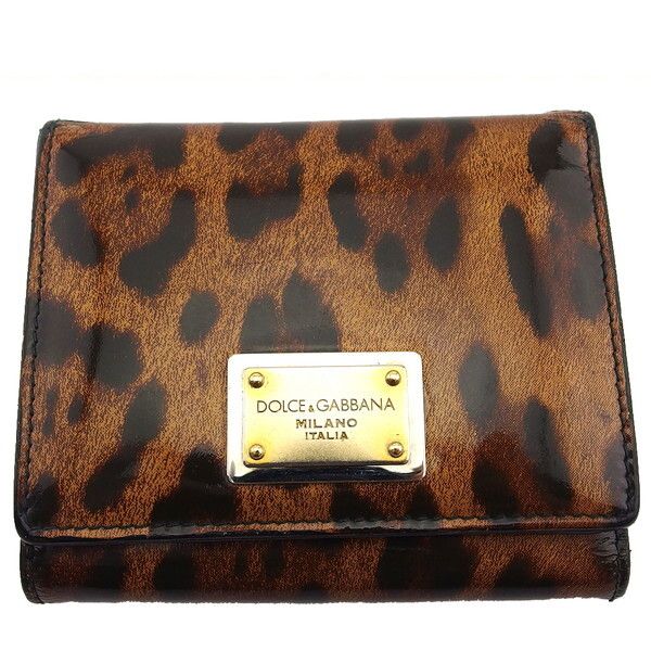 ドルチェアンドガッバーナ DOLCE-GABBANA 三つ折り財布 レオパード柄 ベージュ×ブラウン×ブラック×シルバー×ゴールド レディース