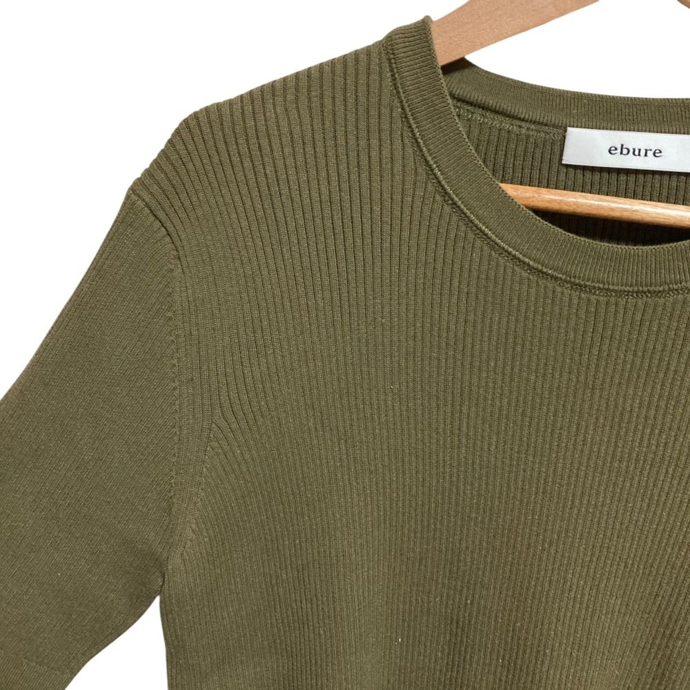 ebure - 美品 23SS ebure エブール 半袖 コットンリブニット カットソー カーキ レディース 古着 中古 USED 美品 23SS ebure エブール 半袖 コットンリブニット カットソー