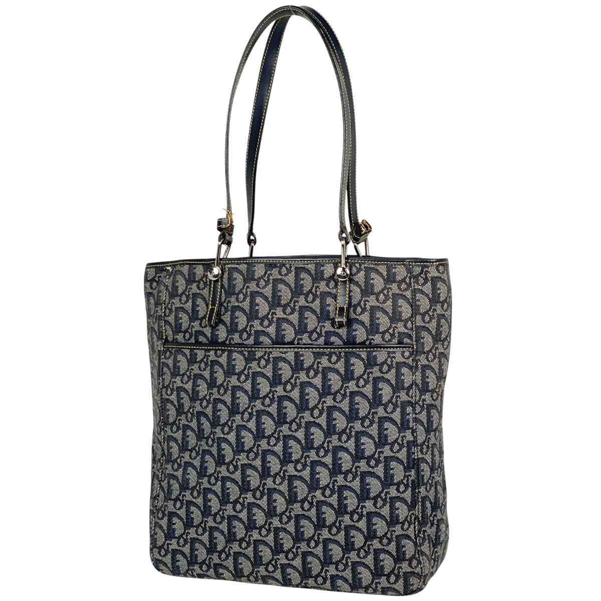 クリスチャンディオール Christian Dior トロッター柄 トートバッグ ハンドバッグ 肩掛け トートバッグ キャンバス ネイビー レディース