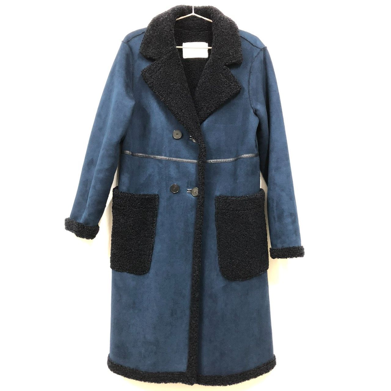 ザラ ZARA ウール チェスターロングコートXS ブルー ZARA Trafaluc