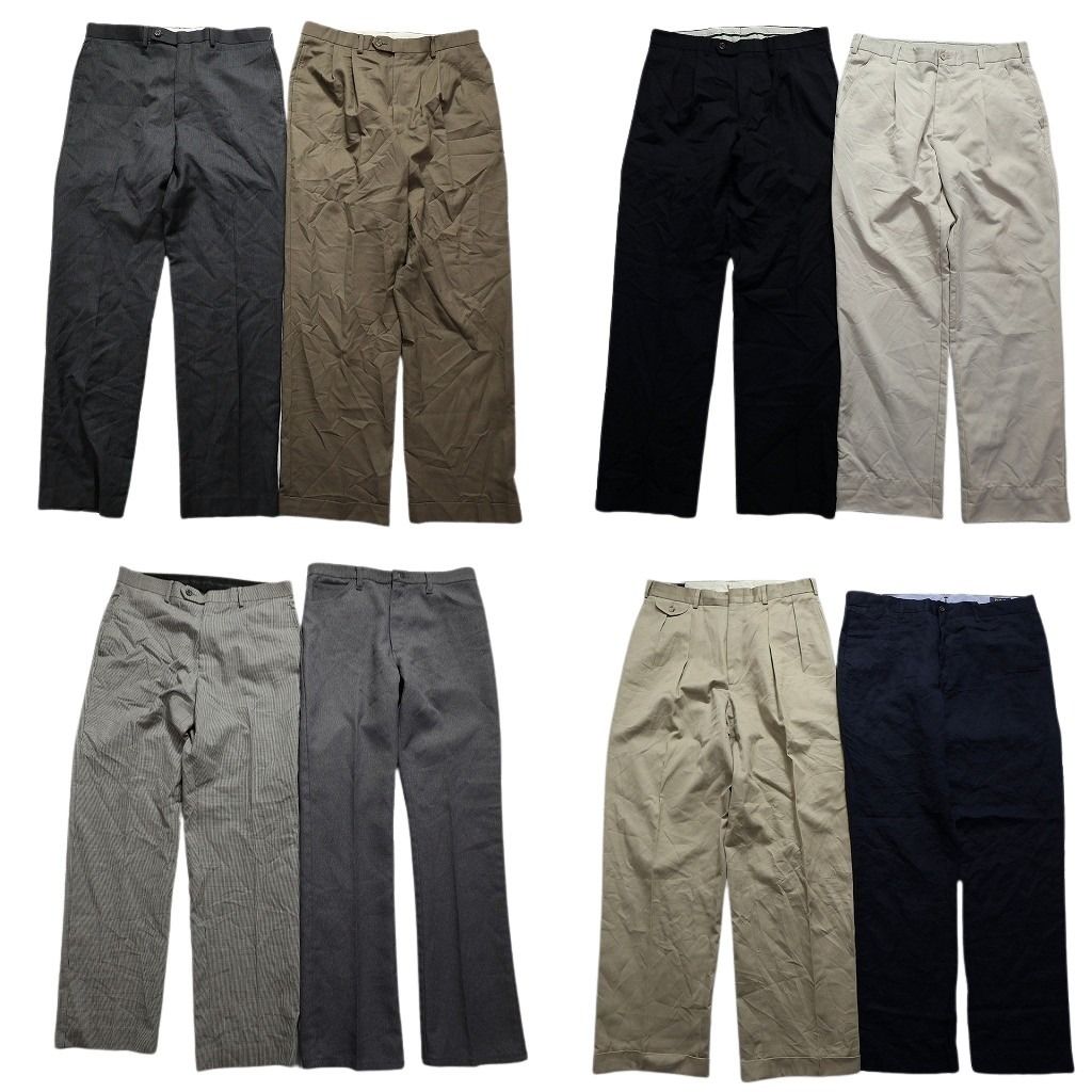 古着卸 ブランドMIX パンツ 8枚セット メンズ 34 |33 |32 ローレン ラルフローレン ナイキ ２タック 古着 MZ7555