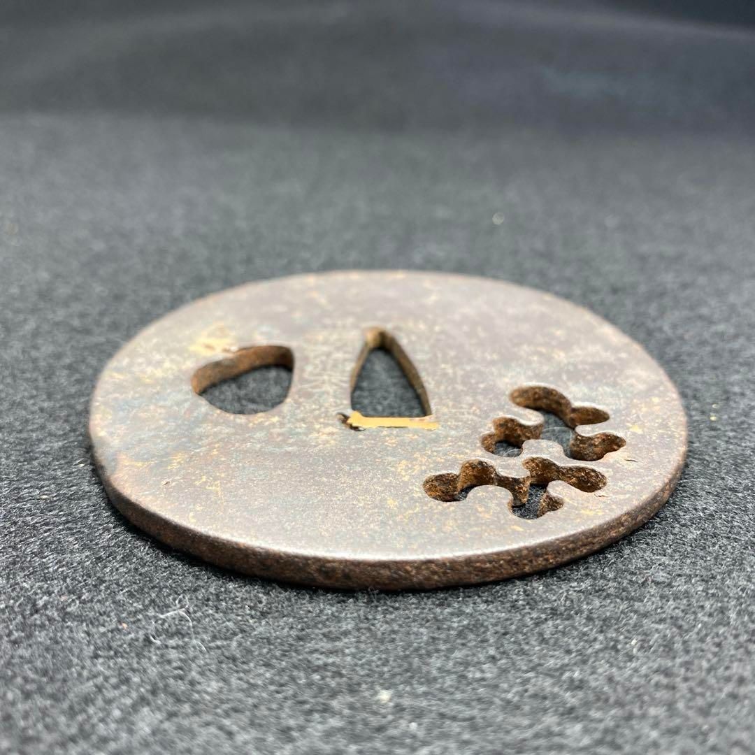 正阿弥秀延在銘　鉄鍔　107g  東Y6-0617☆2Fタエチ 正阿弥秀延在銘 鉄鍔 107g 東Y6-0617☆2Fタエチ 正