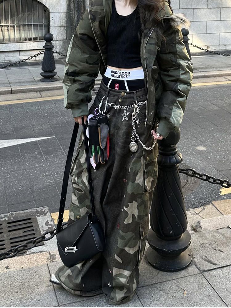 新品 迷彩柄 平成 00s グランジ y2k レオパード ラッパー