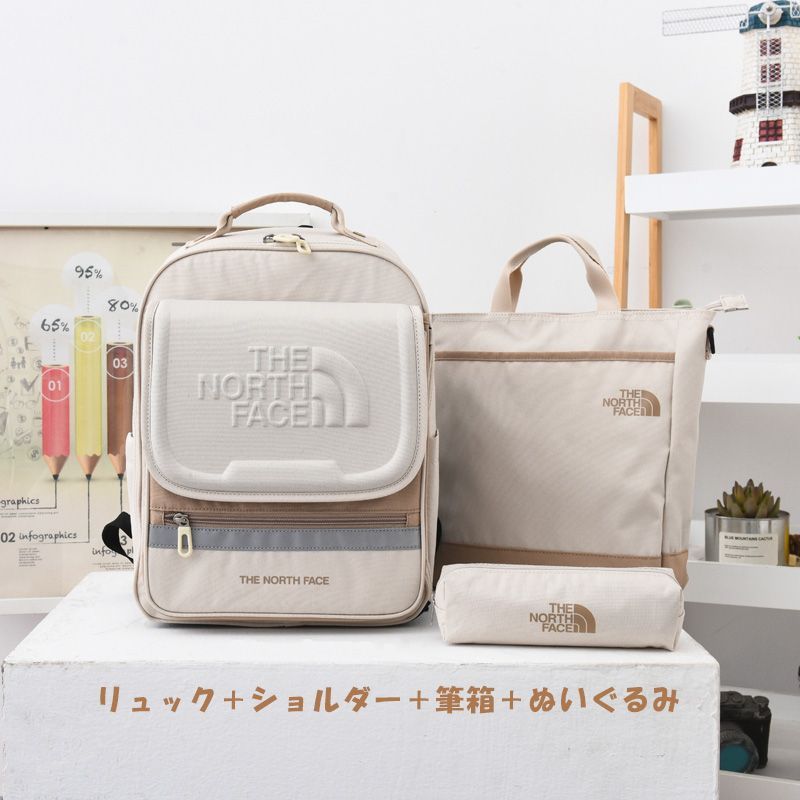 【全新品】(ザ・ノースフェイス) THE NORTH FACE KIDS PREPPY AIR SCH PACK II バックパック リュック (LIGHT_BEIGE(NM2DP02B)) 4点セット