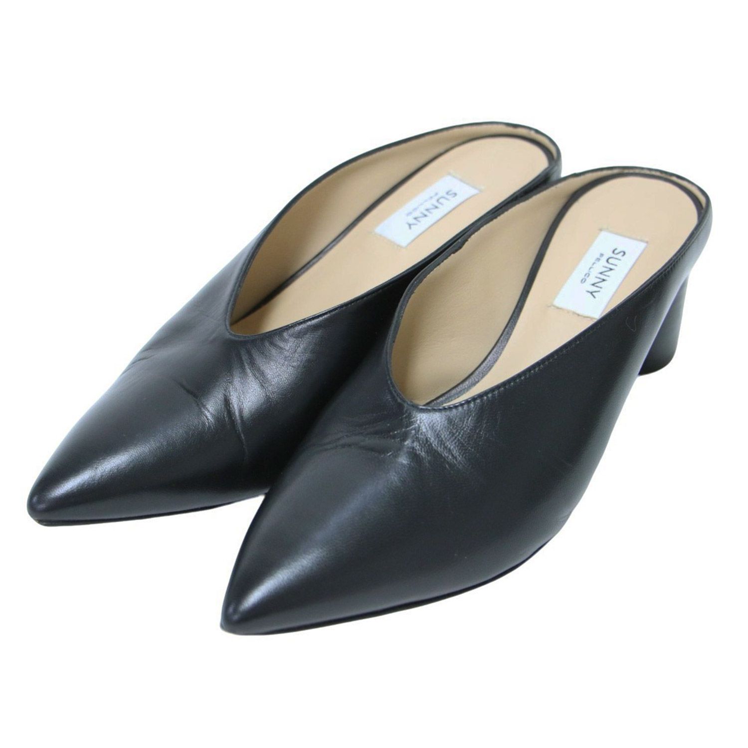 PELLICO SUNNY ペリーコ サニー ミュール ブラック 黒 サイズ 36 23.0cm | レザー ポインテッド ミュール | サンダル | Vカット 円柱ヒール | スペイン製 | ブランド シューズ 靴 レディース