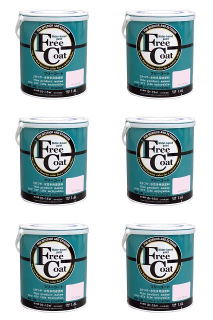 アトムハウスペイント 水性フリーコート 1.6 L チェリーブロッサム 6缶セット