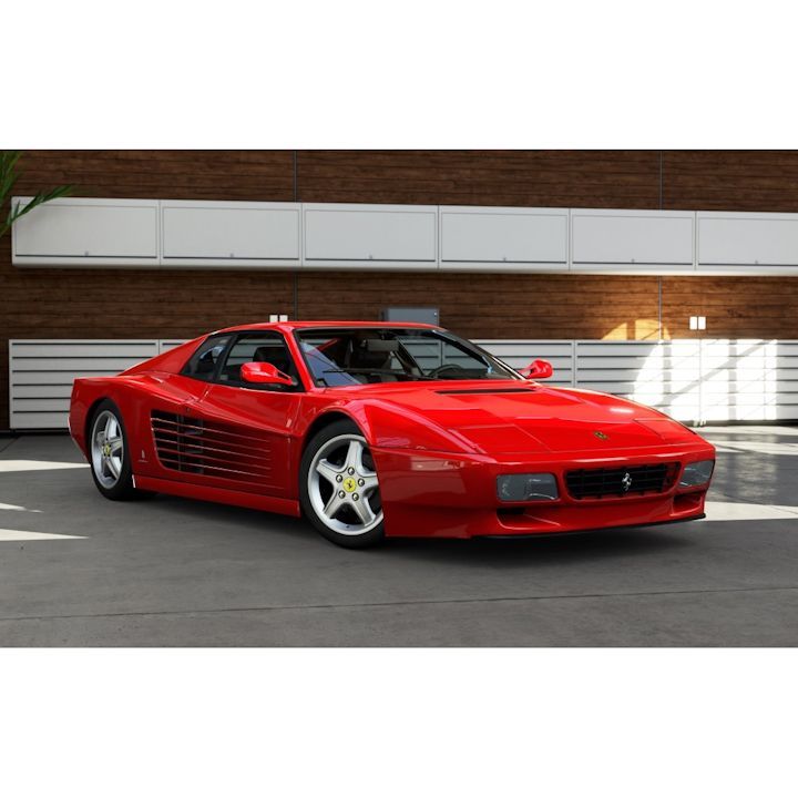 絵画風 壁紙ポスター (はがせるシール式) フェラーリ 512TR レッド 1991年 ピニンファリーナ Ferrari スーパーカー キャラクロ F5TR-003W2 (ワイド版 603mm×376mm) ＜日本製＞ ウォールステッカー お風呂