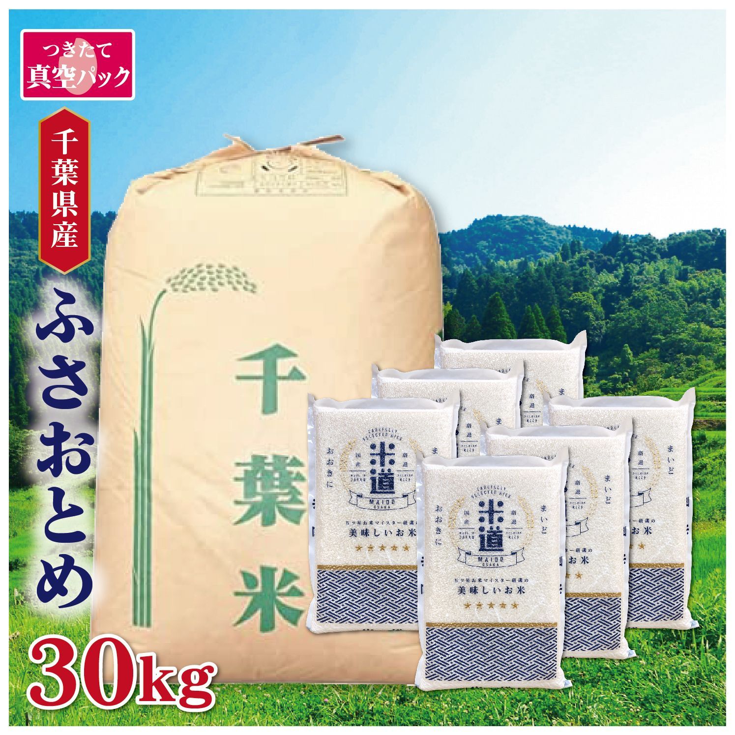 新米 令和七年産 千葉県産 ふさおとめ 30kg 5kg×6 真空パック検査米 選べる精米