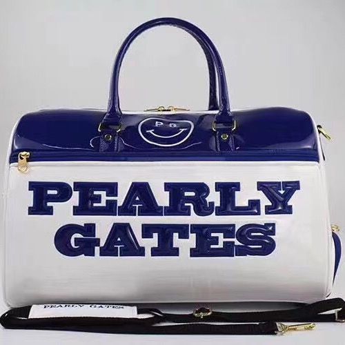 人気商品 PEARLY GATES パーリーゲイツ ゴルフ衣類用ボストンバッグ ゴルフ服バッグ 旅行用バッグ エナメル ホワイト+ブルー - メルカリ